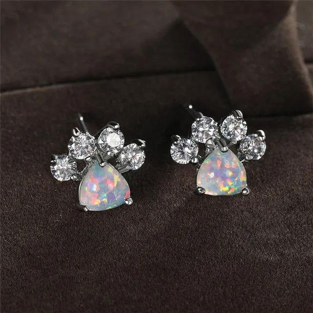 Heart Cat Paw Stud Earrings - The Pink Controller 