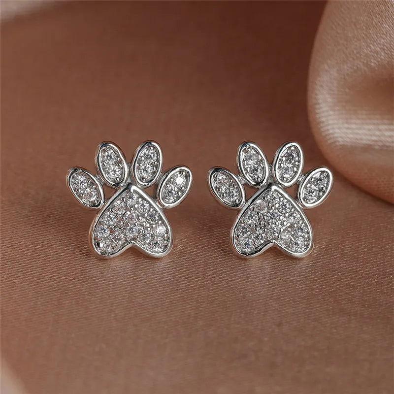 Heart Cat Paw Stud Earrings - The Pink Controller 