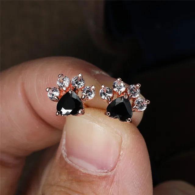 Heart Cat Paw Stud Earrings - The Pink Controller 