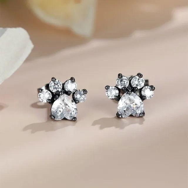 Heart Cat Paw Stud Earrings - The Pink Controller 