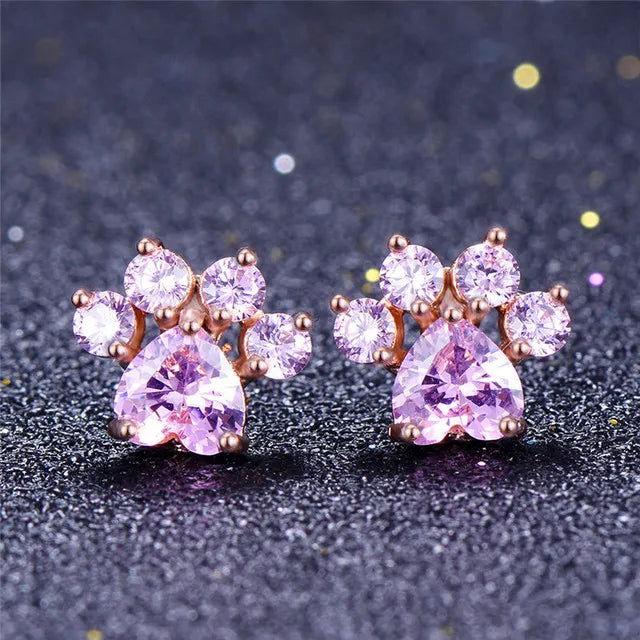 Heart Cat Paw Stud Earrings - The Pink Controller 