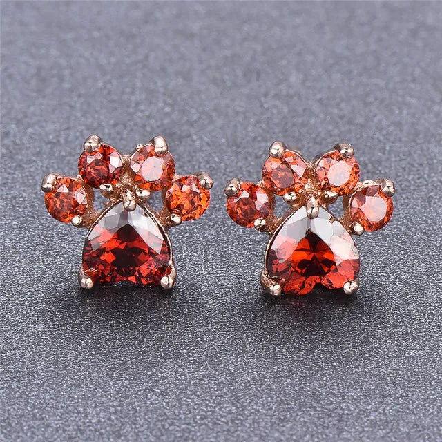 Heart Cat Paw Stud Earrings - The Pink Controller 