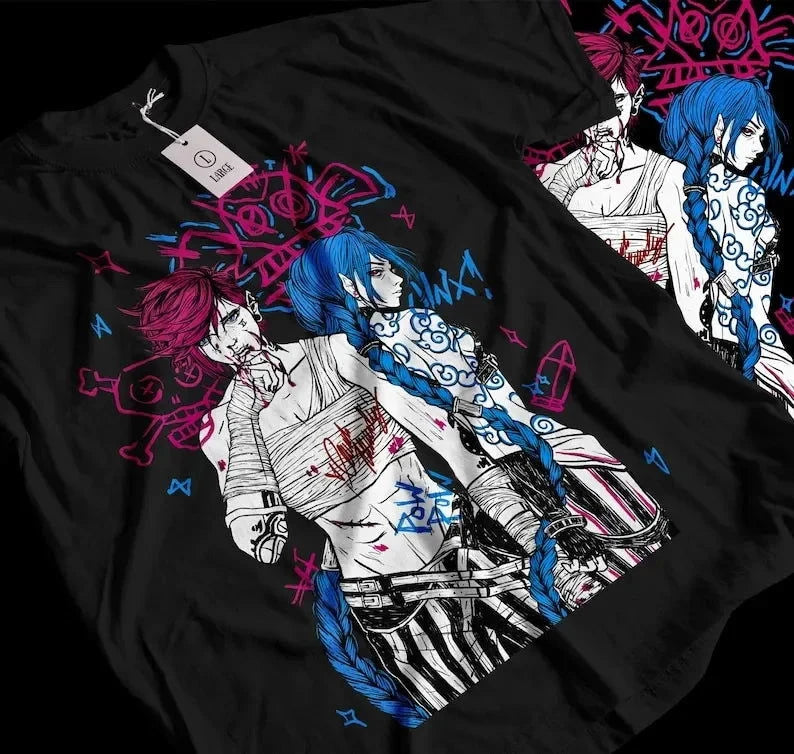 Jinx and Vi T-Shirt - The Pink Controller 