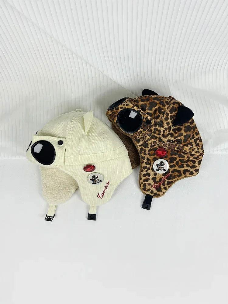 Kawaii Cat Ears Bomber Hat w/Sunglasses - The Pink Controller 