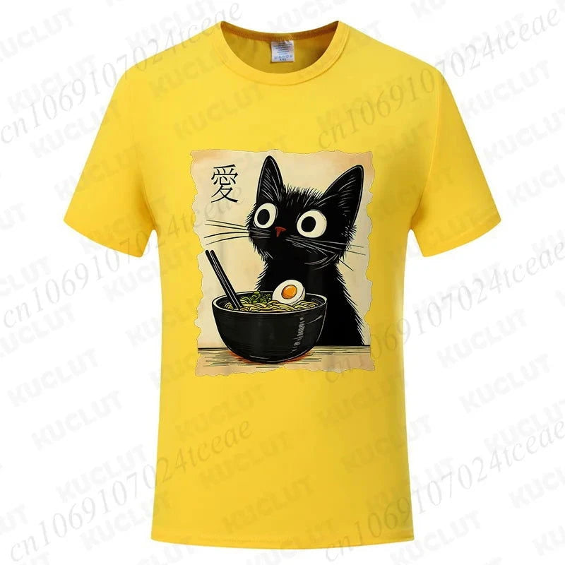 Kawaii Ramen Cat Tee - The Pink Controller 