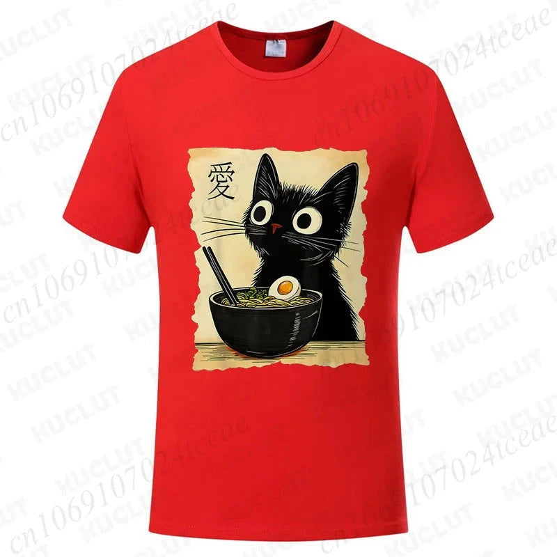 Kawaii Ramen Cat Tee - The Pink Controller 