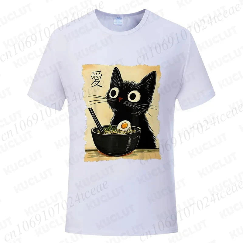 Kawaii Ramen Cat Tee - The Pink Controller 