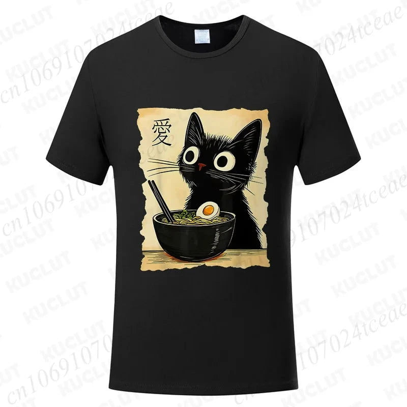 Kawaii Ramen Cat Tee - The Pink Controller 