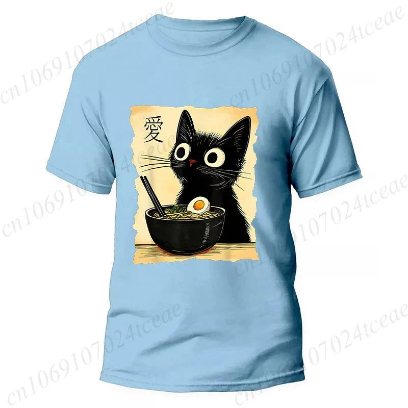 Kawaii Ramen Cat Tee - The Pink Controller 