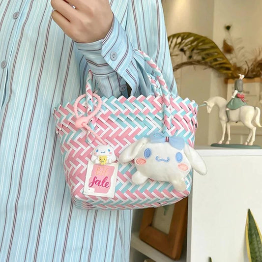 Kuromi Cinnamon Woven Bag - The Pink Controller 