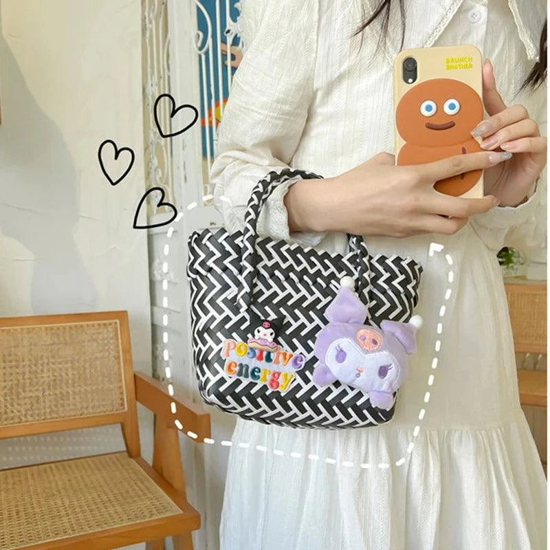 Kuromi Cinnamon Woven Bag - The Pink Controller 