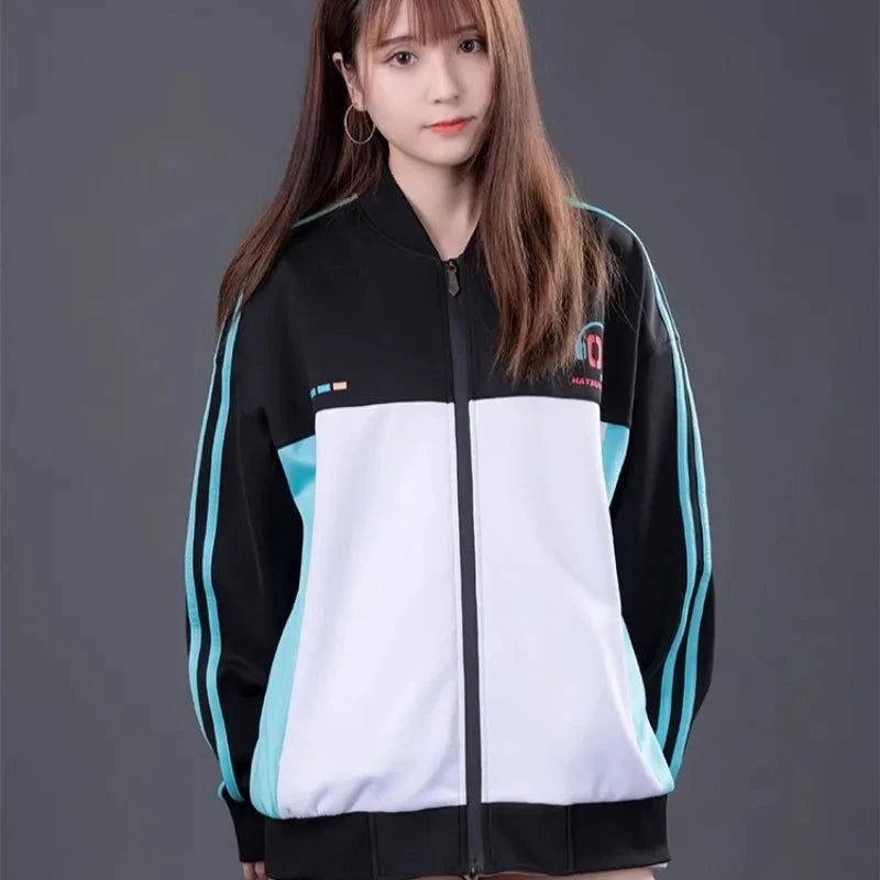 Miku Printed Trackwear Zip-up Jacket - The Pink Controller 