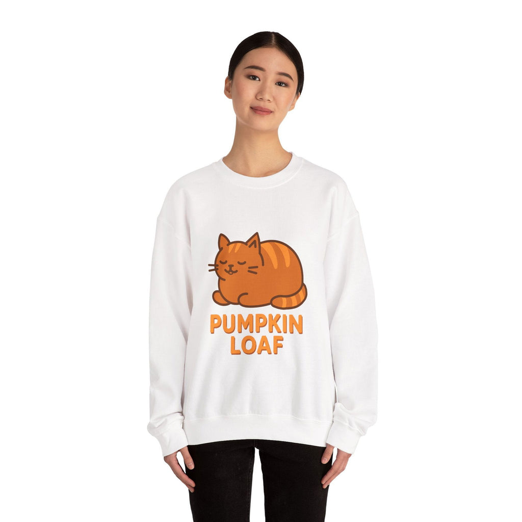 Pumpkin Loaf Crewneck Sweatshirt - Cozy Kitty Pumpkin Loaf Design - The Pink Controller 