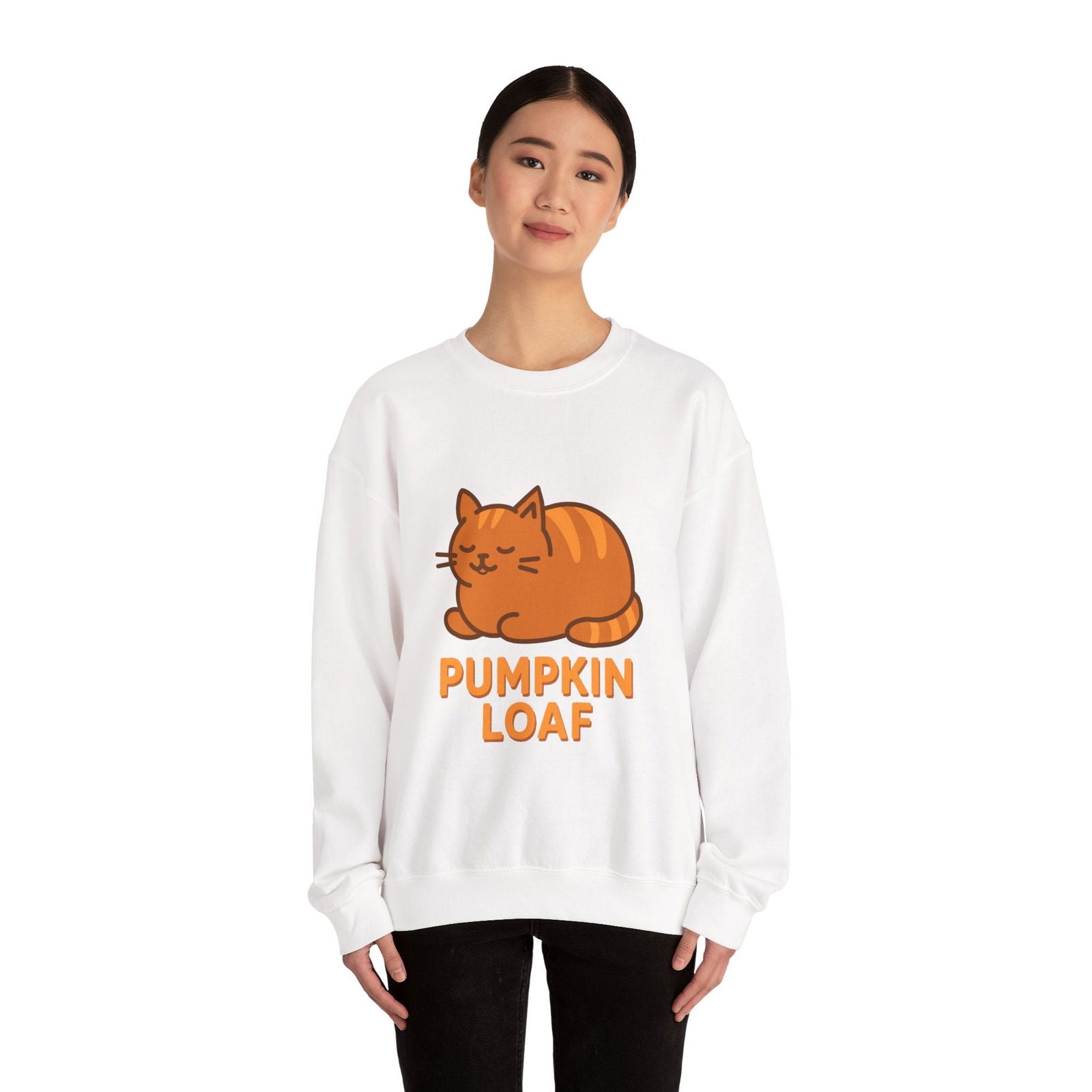 Pumpkin Loaf Crewneck Sweatshirt - Cozy Kitty Pumpkin Loaf Design - The Pink Controller 