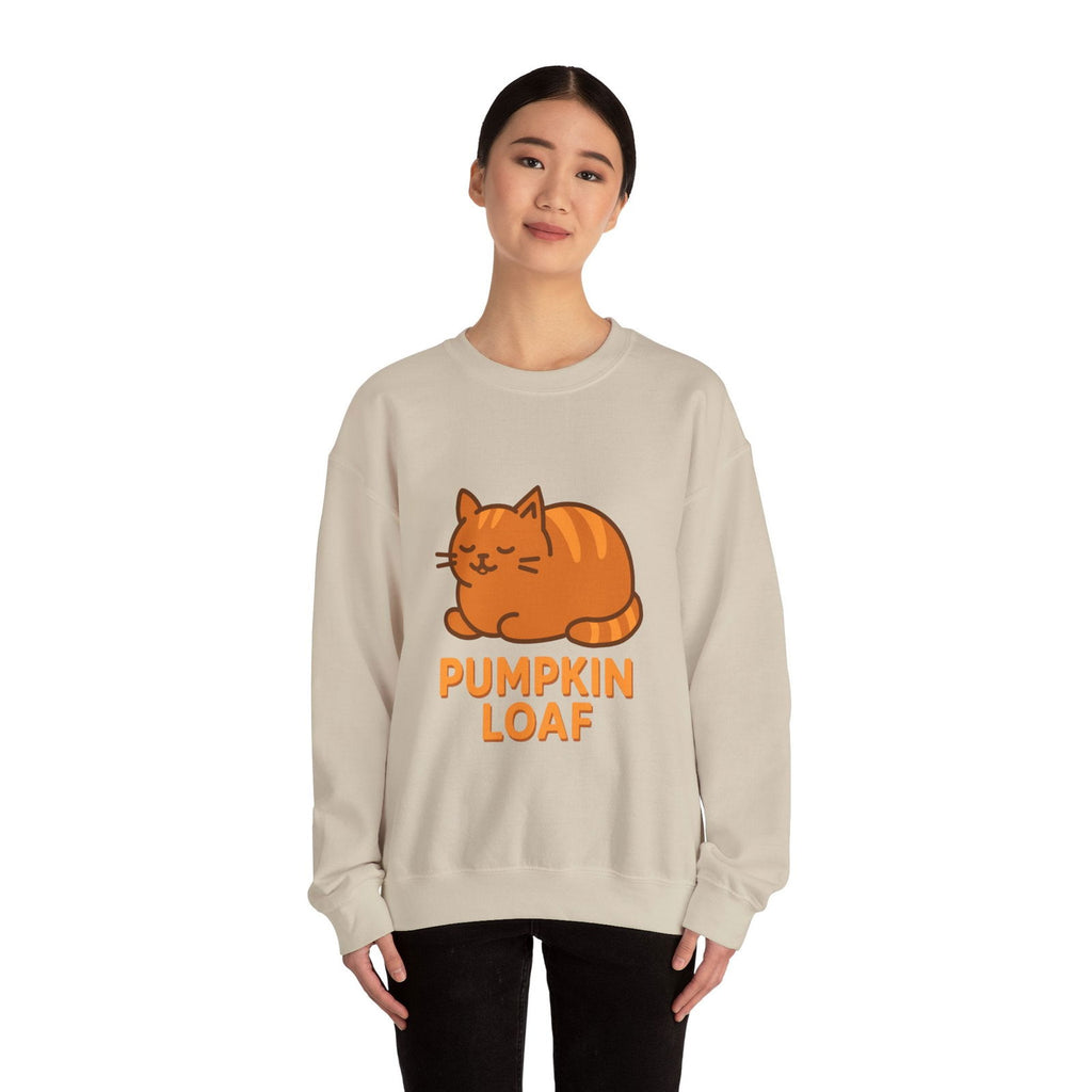 Pumpkin Loaf Crewneck Sweatshirt - Cozy Kitty Pumpkin Loaf Design - The Pink Controller 