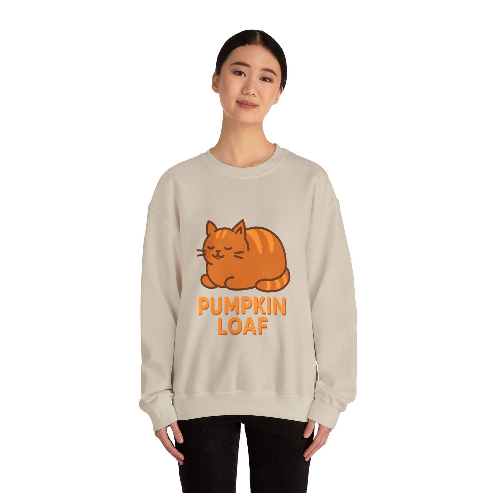Pumpkin Loaf Crewneck Sweatshirt - Cozy Kitty Pumpkin Loaf Design - The Pink Controller 