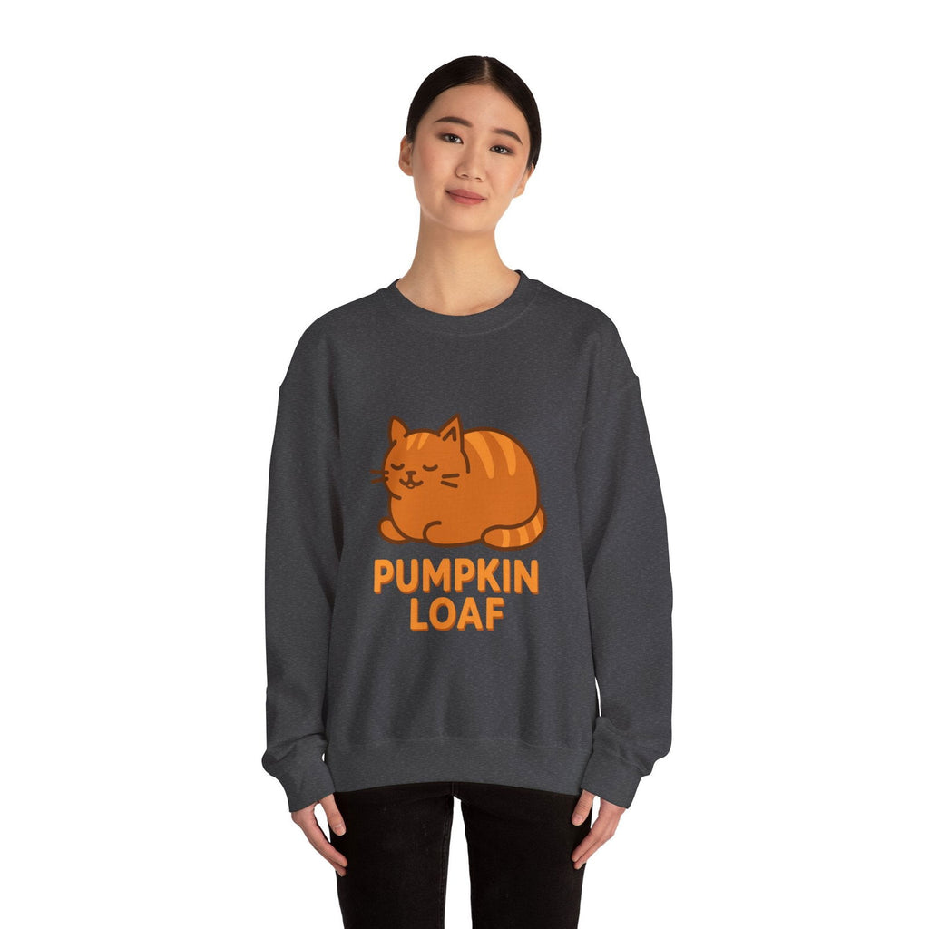 Pumpkin Loaf Crewneck Sweatshirt - Cozy Kitty Pumpkin Loaf Design - The Pink Controller 