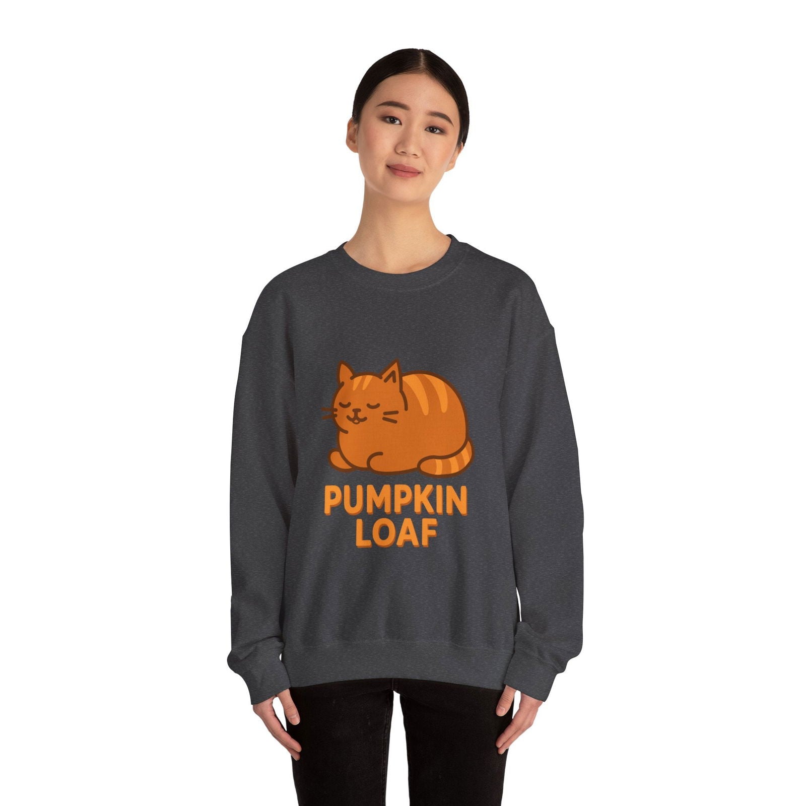Pumpkin Loaf Crewneck Sweatshirt - Cozy Kitty Pumpkin Loaf Design - The Pink Controller 