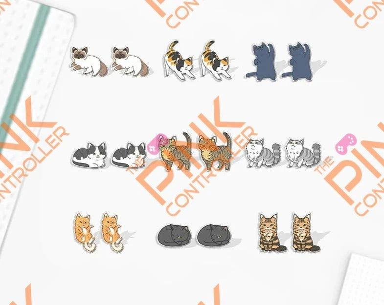 Ragdoll Kitty Acrylic Stud Earrings - The Pink Controller 