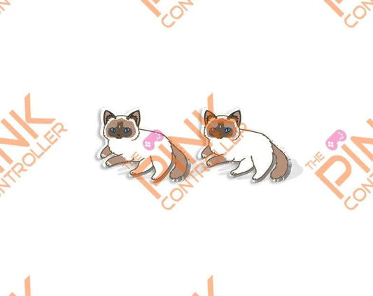 Ragdoll Kitty Acrylic Stud Earrings - The Pink Controller 