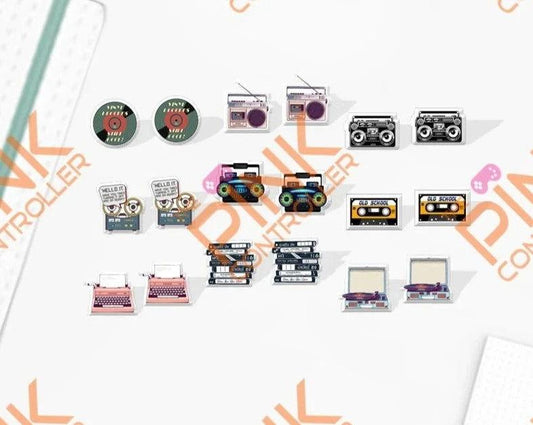Retro-Recorder Stud Earrings - The Pink Controller 