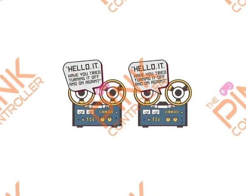 Retro-Recorder Stud Earrings - The Pink Controller 