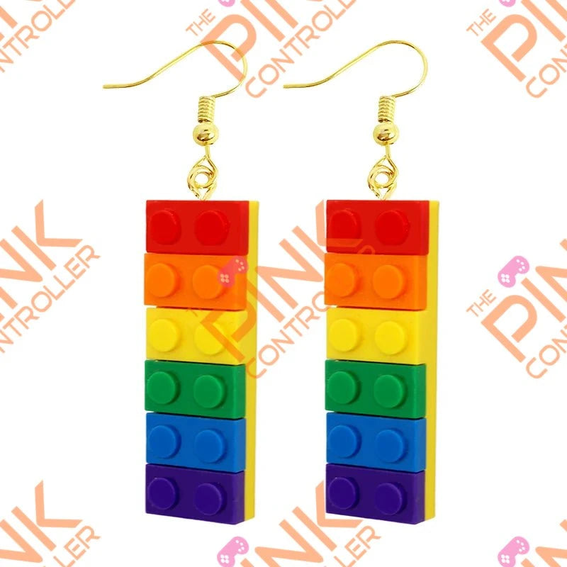 Spring Quirk Drop Earrings - Rainbow Lego