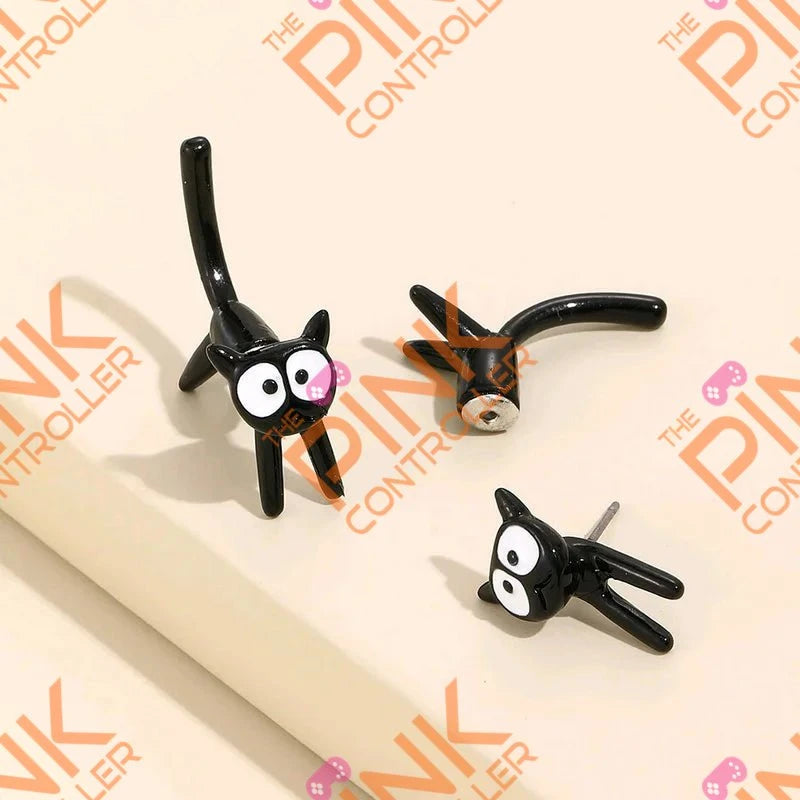 Magical Feline Express Earrings - Black