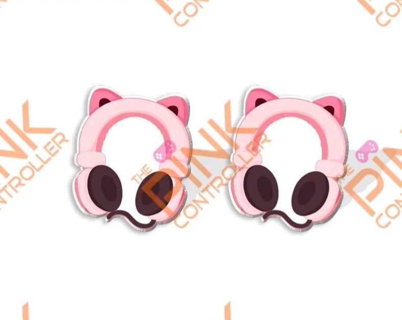 Streamer Acrylic Stud Earrings-Kitty Earphones