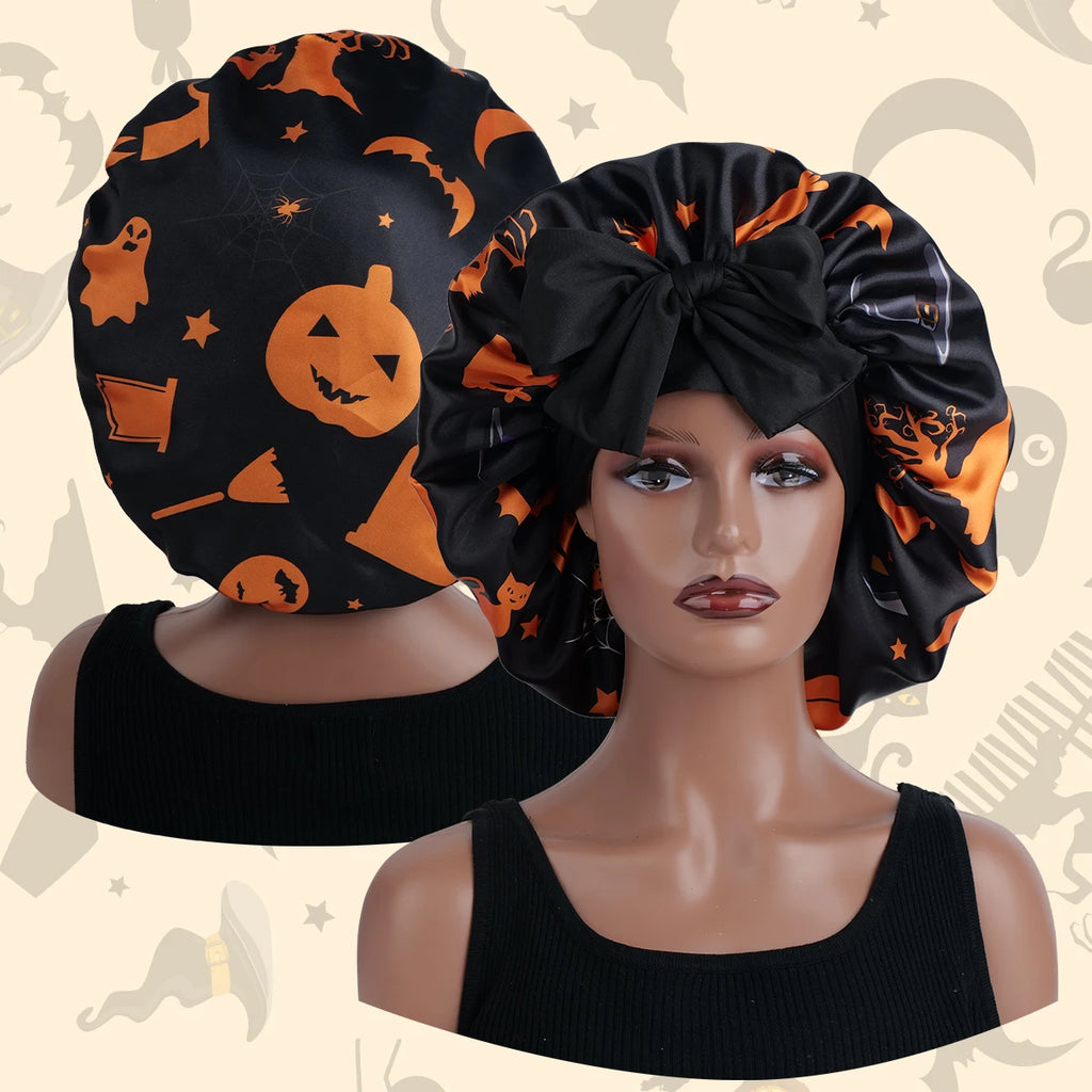Spooky Season Black Satin Bonnet BlackPumpkin M S2178e26325884b95badb99d1b51136b4E
