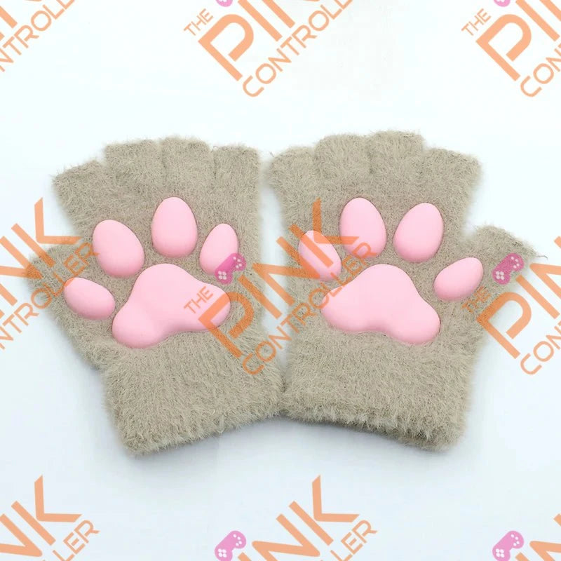 Kawaii Kitty Claw Gloves Fingerless w/Silicone Grip