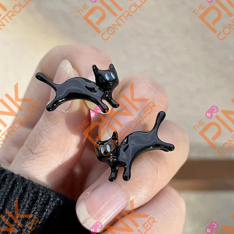 Magical Feline Express Earrings - Black-Jump