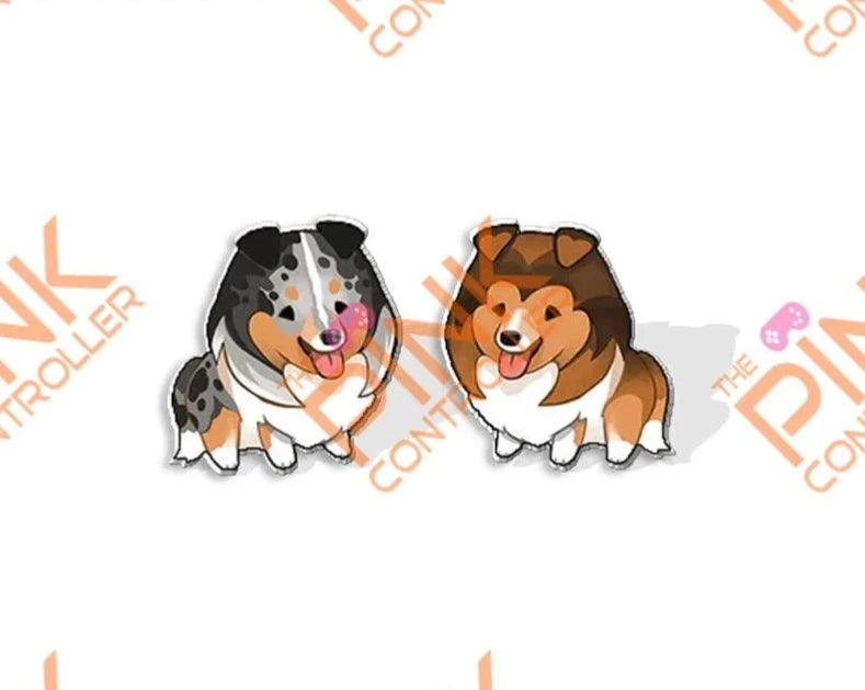 Puppy Acrylic Stud Earrings - Collie