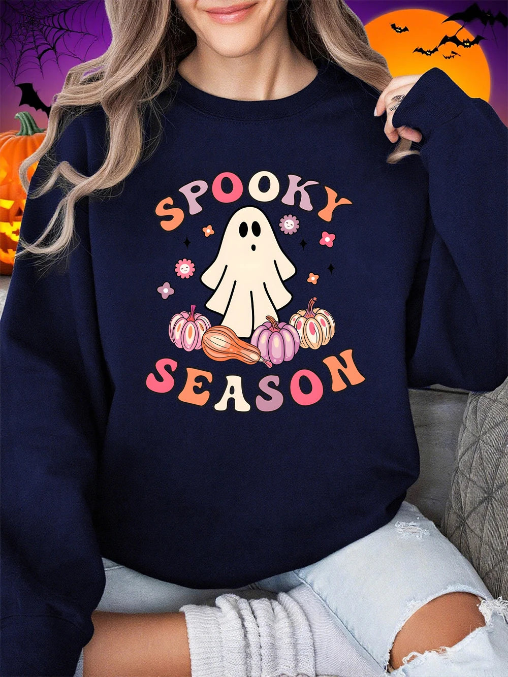 Spooky Season Sweatshirt Dark Blue S453b4089abe14c10a8e8ce1fa265234aE