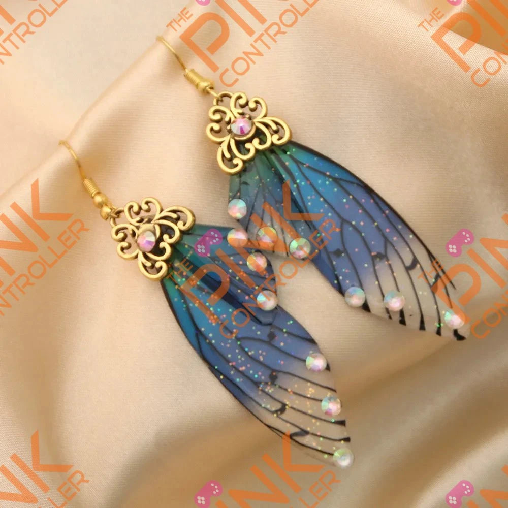 Demon Slayer Butterfly Earrings-blue-display