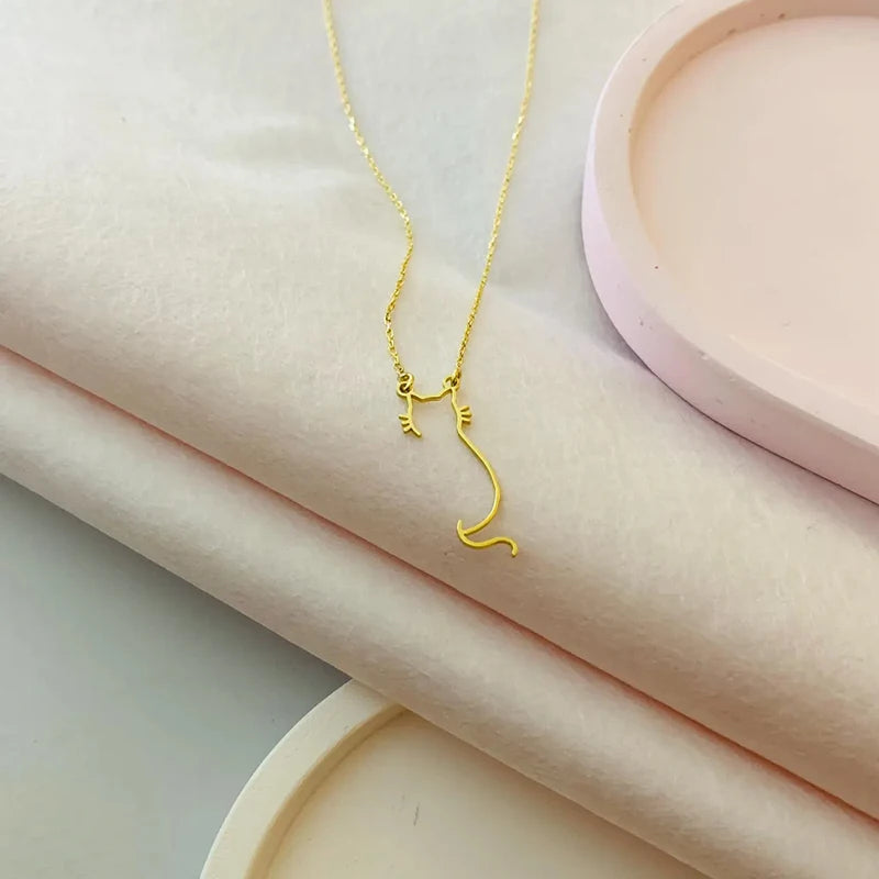 Dainty Kitty Cat Necklace (14K Gold Plated)