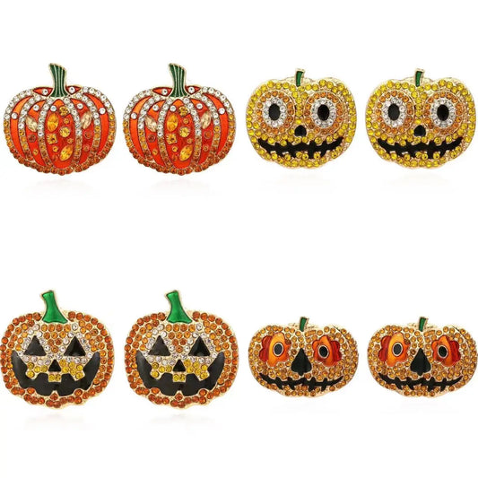 Rhinestone Pumpkin Earrings-The Pink Controller