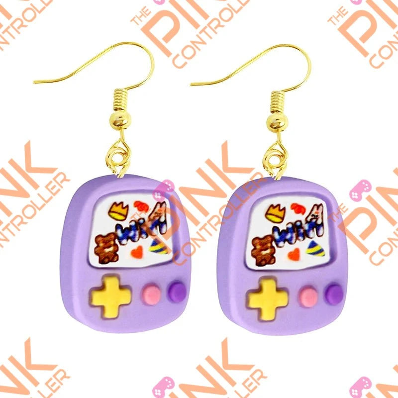 Spring Quirk Drop Earrings - Purple Gameboy