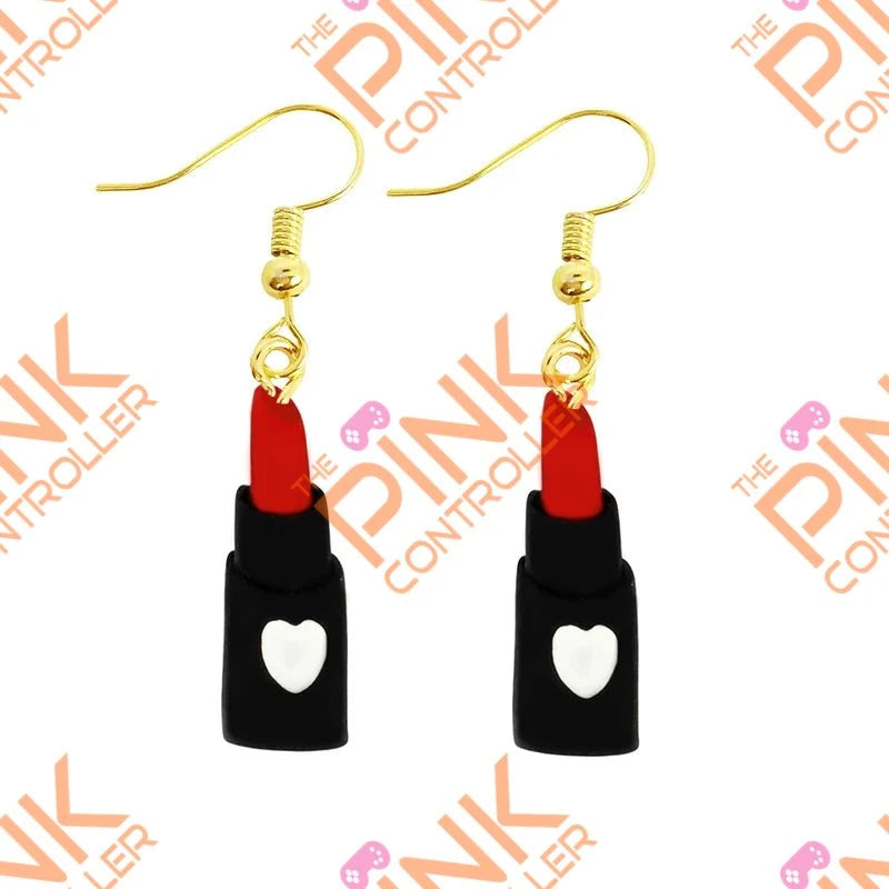 Spring Quirk Drop Earrings - Black Lipstick