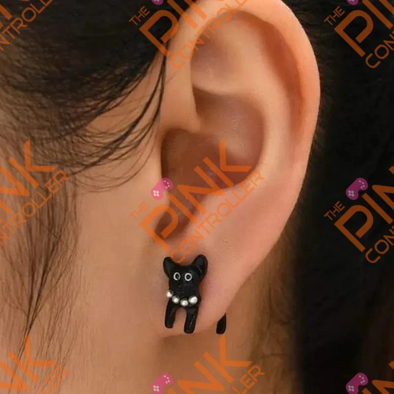 Magical Feline Express Earrings - Black-Pearls