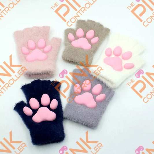 Kawaii Kitty Claw Gloves Fingerless w/Silicone Grip