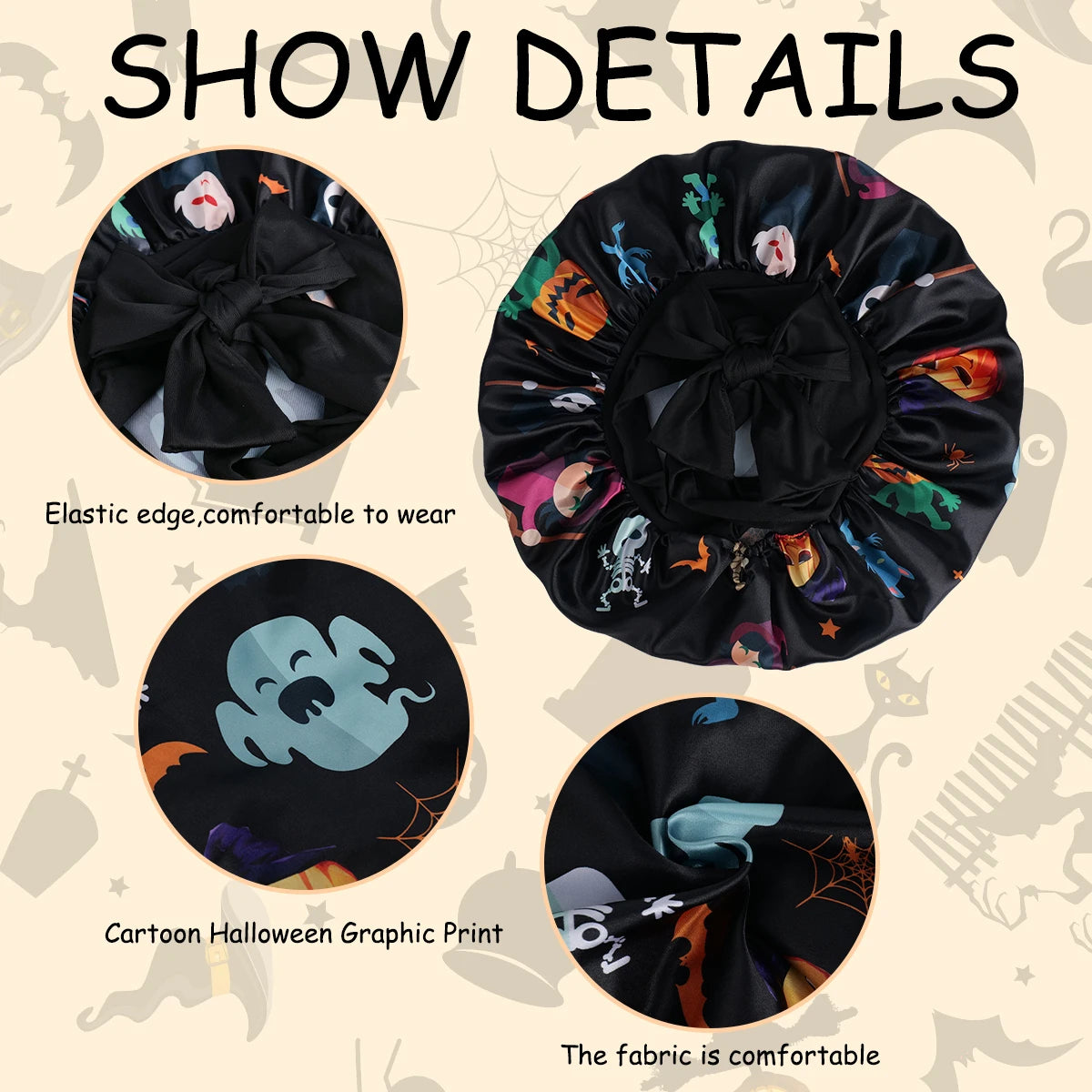 Spooky Season Black Satin Bonnet Sf0fdc8ce323243a0aaadf59bcb8aca58K
