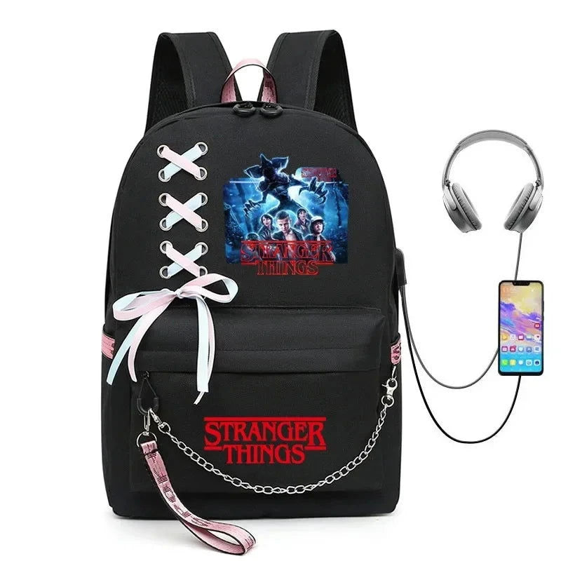 Stranger Things USB Charging Backpack - The Pink Controller 