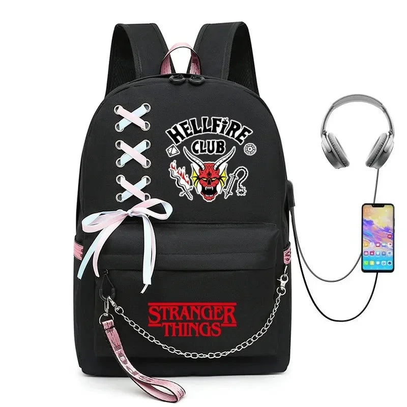 Stranger Things USB Charging Backpack - The Pink Controller 