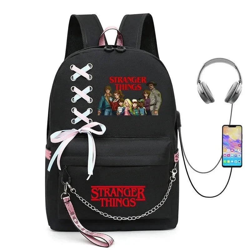 Stranger Things USB Charging Backpack - The Pink Controller 