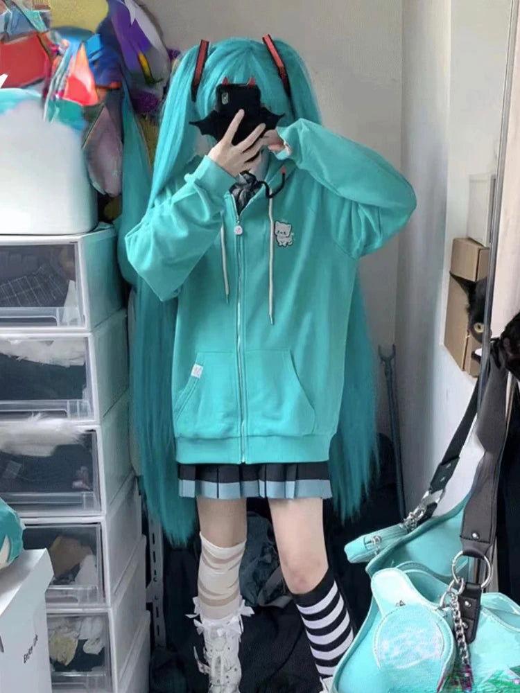 Zip Up Hooded Harajuku Jacket-The Pink Controller - The Pink Controller 