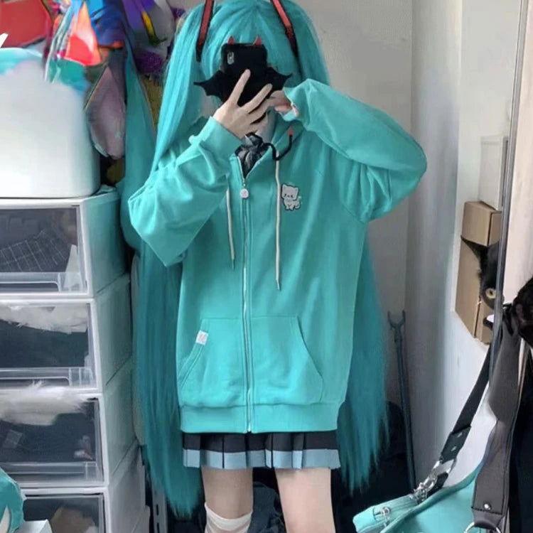 Zip Up Hooded Harajuku Jacket-The Pink Controller - The Pink Controller 